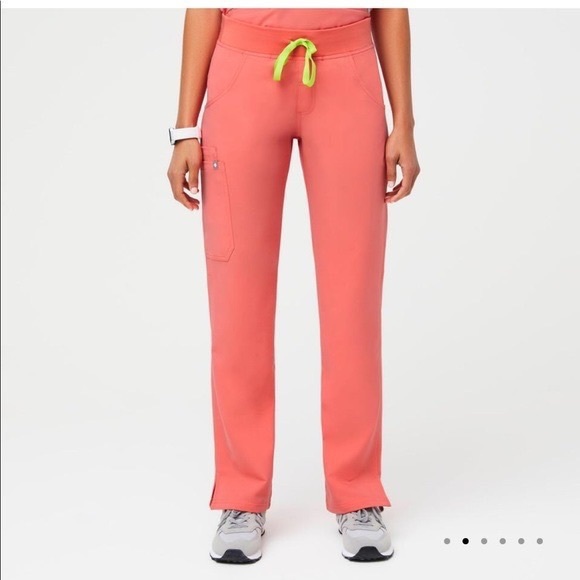 Figs Pants - Figs Kade Cargo Scrub Pants in Hot Coral size extra large petite length